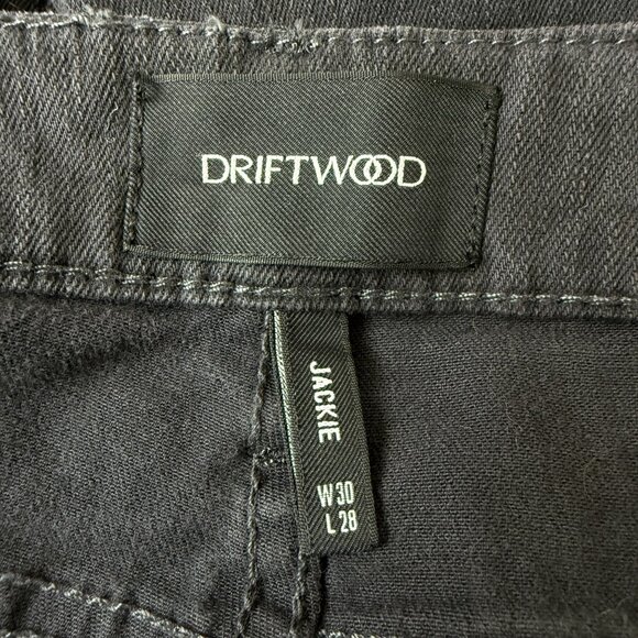 Driftwood Womens Jackie Black Slim Leg Jeans W30 L28 Leopard Print Raw Hem - Picture 4 of 8